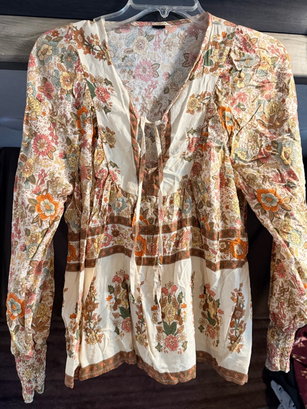 Floral Peasant Blouse - Cream Multi